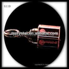 Keychain en cristal de LED avec l&#39;image gravée par laser 3D à l&#39;intérieur et le keychain en cristal blanc G110